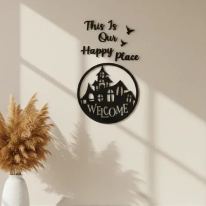 Modern Happy Place Welcome Wall Decoration