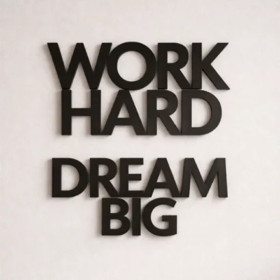 Modern black typography wall art