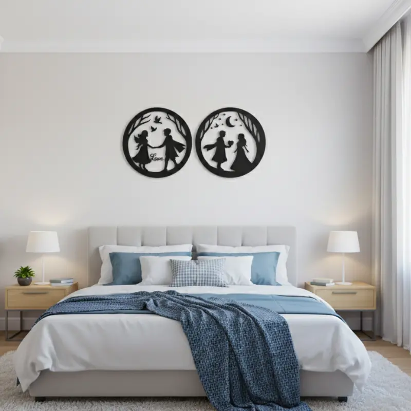 Romantic Couple Love Round Wall Decor Set