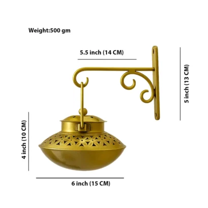 Elegant golden hanging wall lantern holder for indoor and outdoor decoration