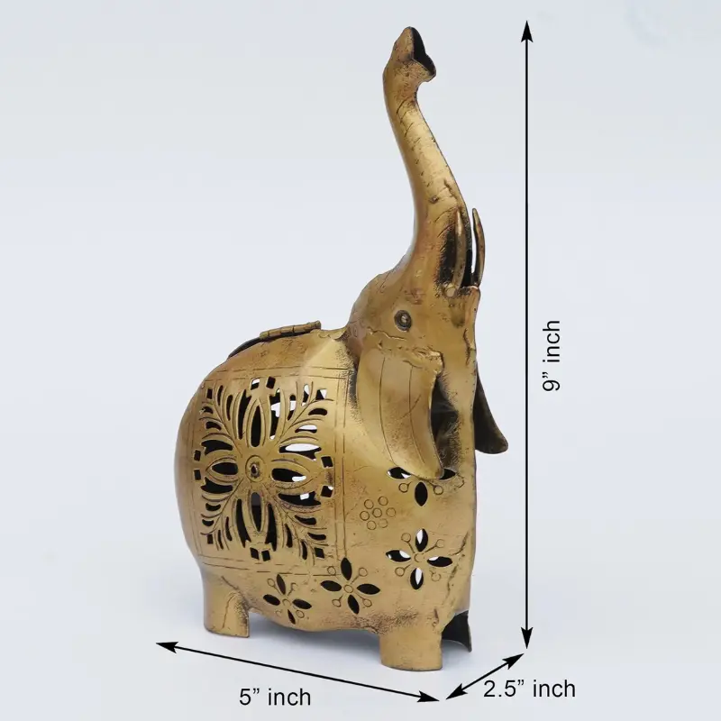 elephant shape candle holder metal gold