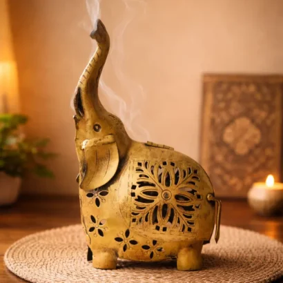 golden elephant candle holder for home decor