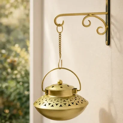 Antique brass finish lantern with chain