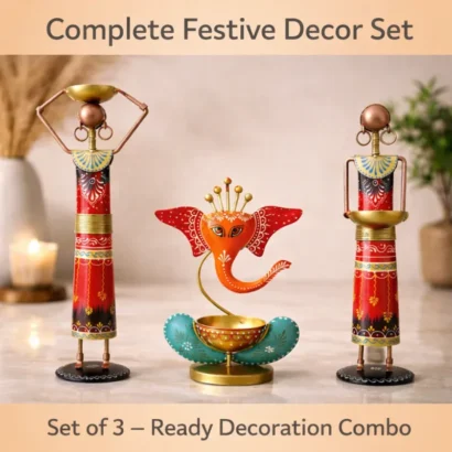 Tribal Leady with Ganesh ji candle holder