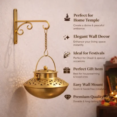 usages Hanging lantern with wall hook antique brass finish